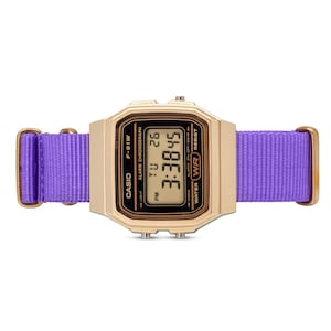 Custom Gold Casio Watch on Purple Strap