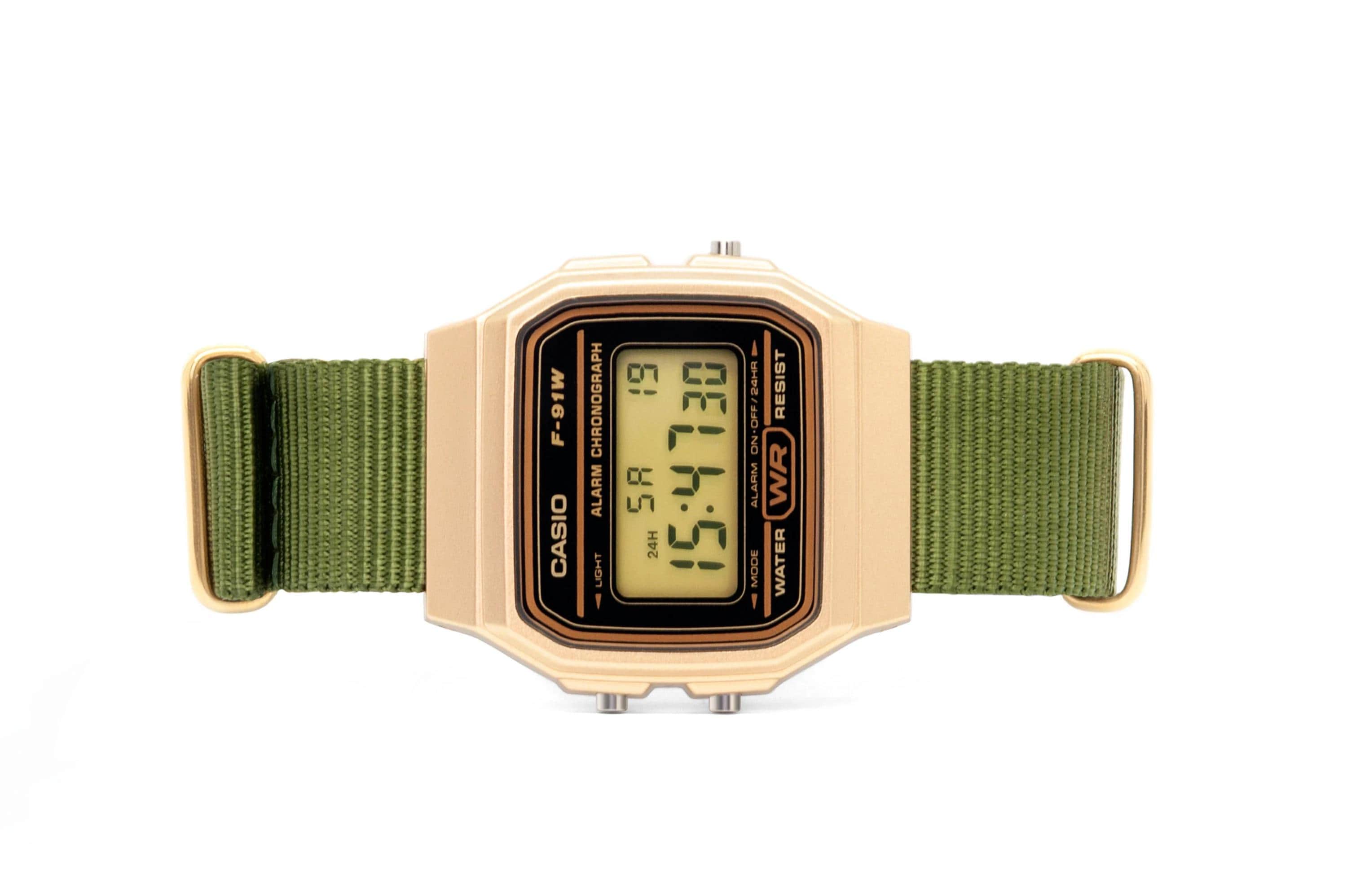 Hand-crafted Gold Casio With Moss Green Strap - Etsy