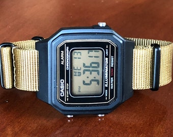 Black and Tan Casio on Gold Brown NATO Strap