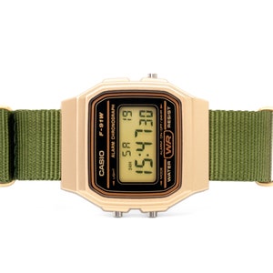 Custom Gold Casio Watch on Green Strap