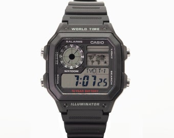 Black Casio World Timer - AE1200WH-1A