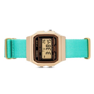 Custom Gold Casio Watch on Teal Strap