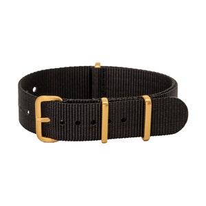 Black 18mm Strap with Gold Brushed Hardware