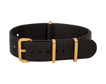 Black 18mm Strap with Gold Brushed Hardware