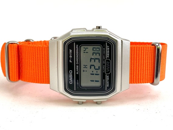 Silver Casio With Orange Strap With 