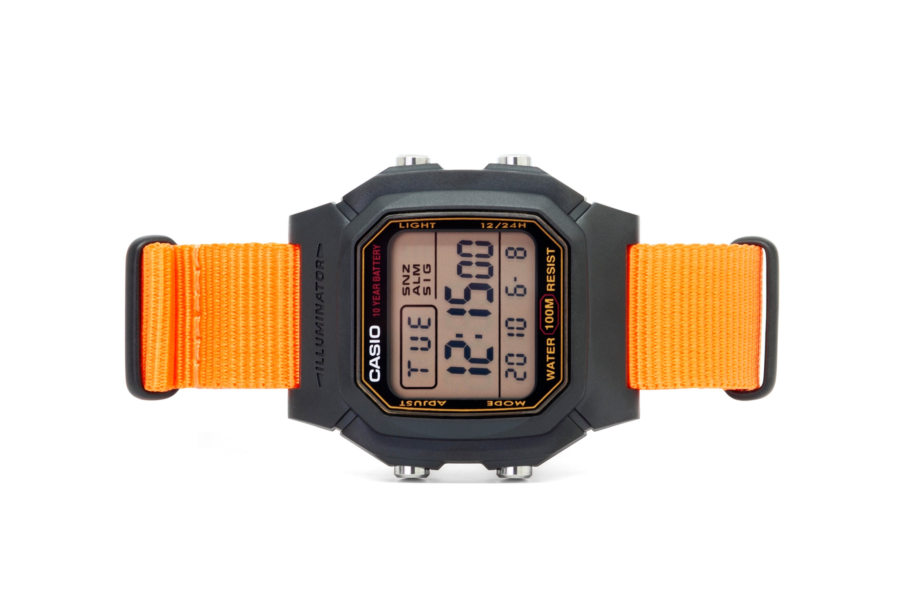 Whitney Contour werkzaamheid Black Casio With Orange Strap and Black Hardware - Etsy