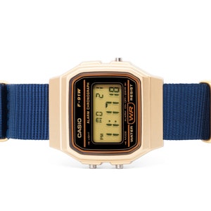 Custom Gold Casio Watch on Navy Blue Strap