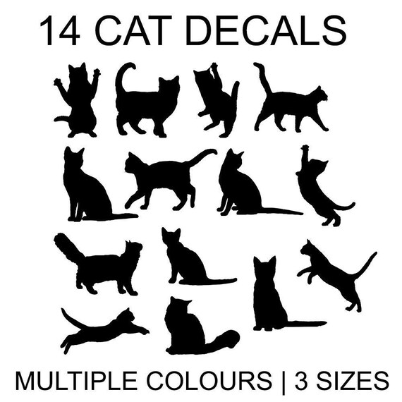 CAT Stickers Decals Cats Animals Art Kids Decal Nursery Etsy