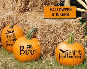 Halloween Pumpkin Stickers, Pumpkin Decoration, Decals, Happy Halloween, Treat or Trick, Vinyl Decal