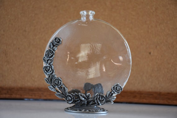 Metal Floral Decorated Glass Vase For Wispy Flowers To Add A Etsy