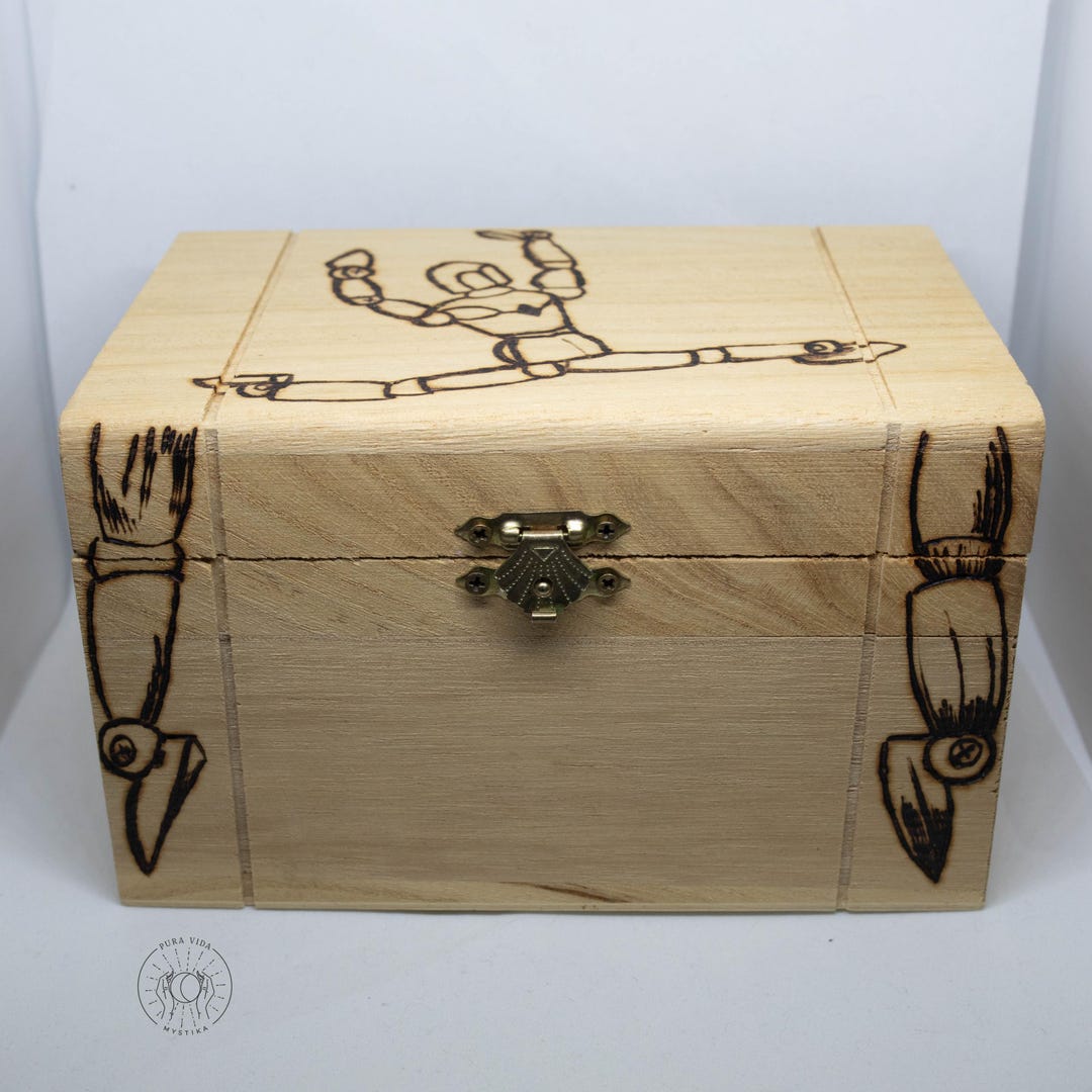 Dancer Chest Box, Artists Wooden Jointed Mannequin, Woodburned Art ...