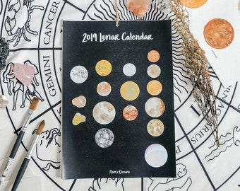 moon calendar 2019 etsy christmas moon 2019