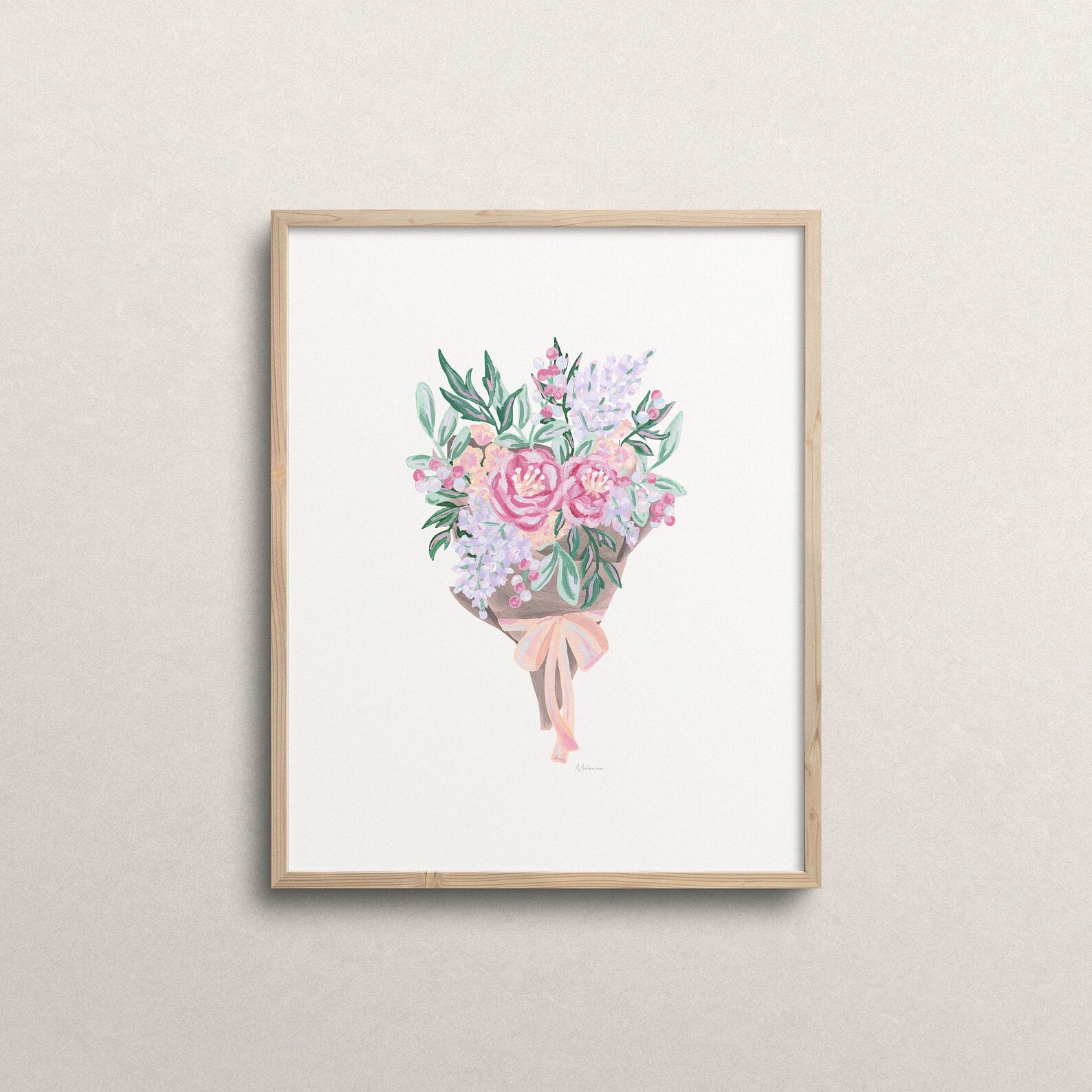 Bouquet of Flowers Art Print Floral Wall Art Home Decor Etsy