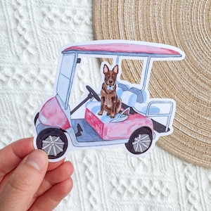 Pink Golf Cart Sticker, Dog Sticker, Waterproof Sticker, Vinyl Sticker, East Coast Sticker