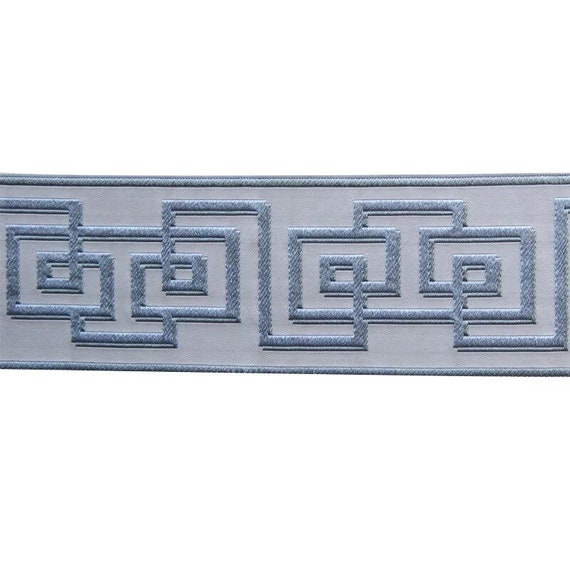 Greek Key Trim by the Yard Grey Light Blue Tape Fret Work Etsy