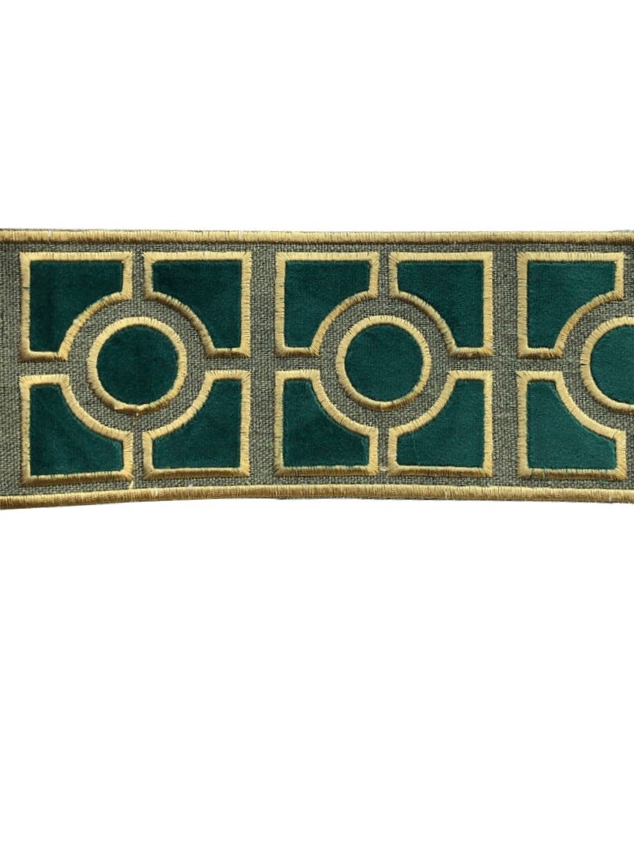 Designer fretwork Trim By the Yard white kelly green tape Etsy