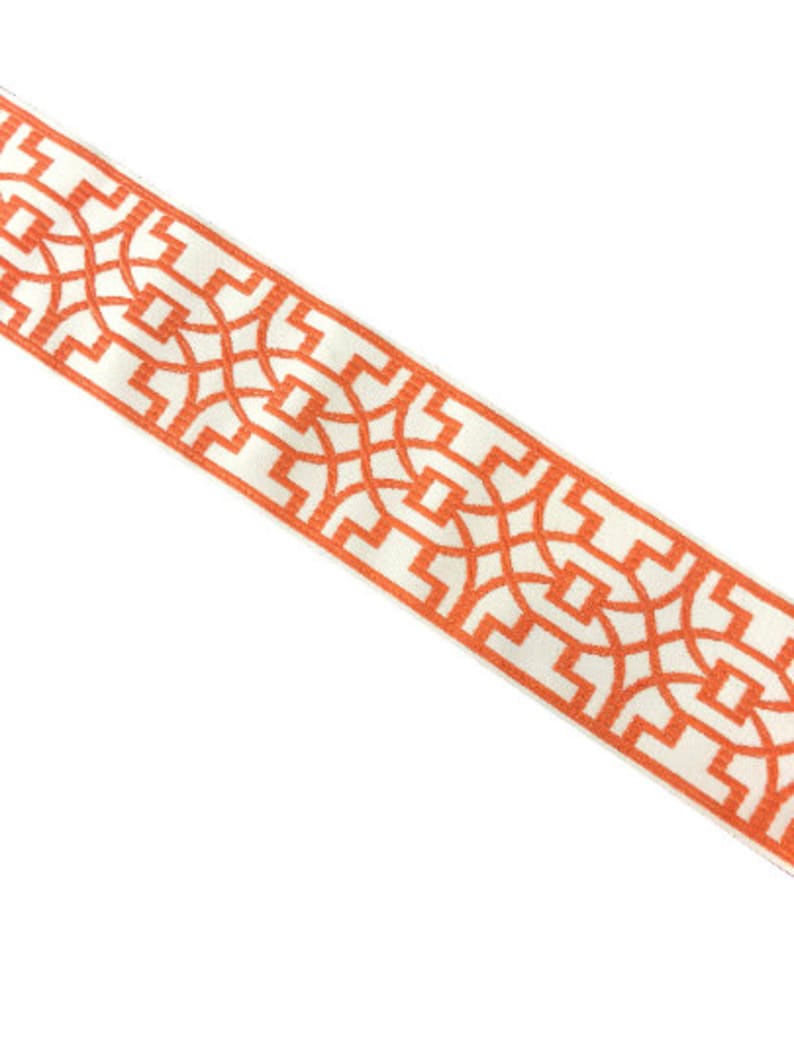 Designer Trim by The Yard Tape Fretwork 3.5 silk orange ivory Etsy