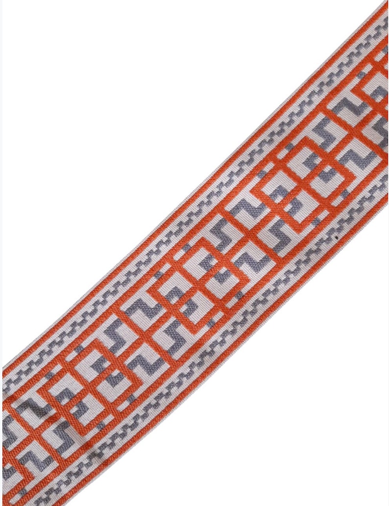 Designer Trim by the Yard Tape Geometric Silk Orange Ivory Etsy