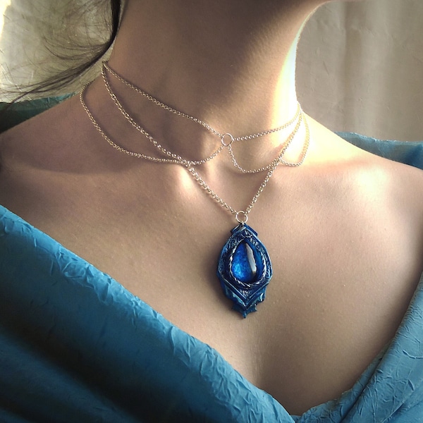 World of warcraft inspired, night elves fantasy jewelry, elven necklace, fantasy choker, elven jewelry, gothic necklace-Gaoth signet of Wind