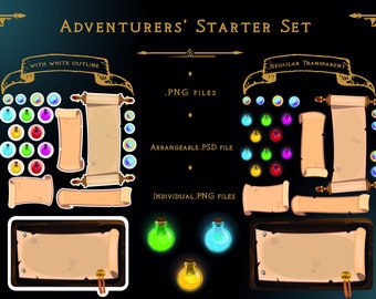 Adventurers' Starter Set: digital printable stickers, dnd stickers, fantasy sticker bujo, bullet journal, rpg planner, planner stickers