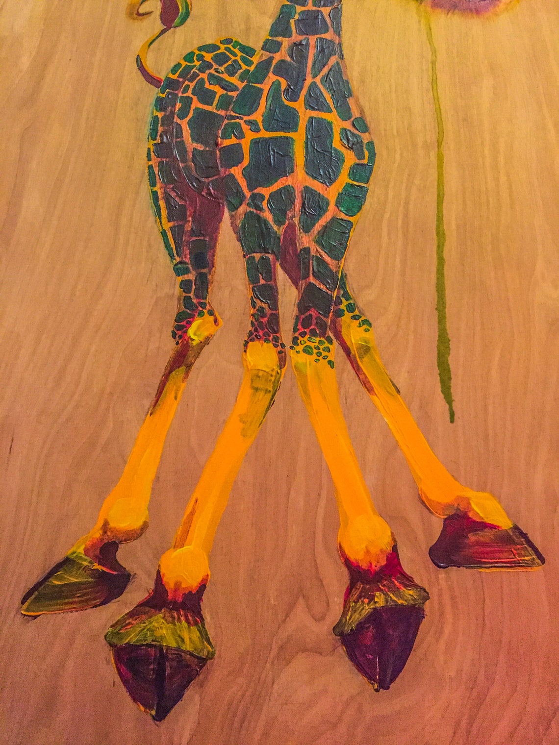 Handpainted Giraffe Wallhanging Art Etsy New Zealand