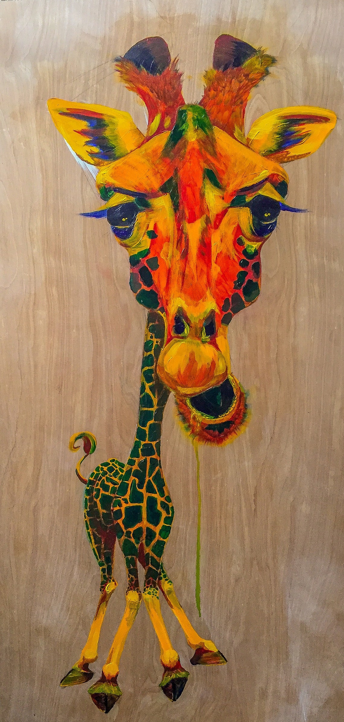 Handpainted Giraffe Wallhanging Art Etsy New Zealand
