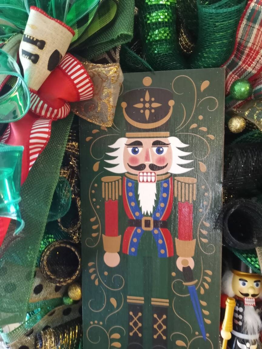 Deco Mesh Front Door Nutcracker Wreath. Whimsical Nutcracker Etsy UK
