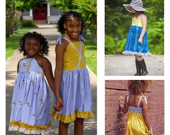 Bexley Sun Dress sizes 2T - 20 easy beginner pattern with full color tutorial and lots of options