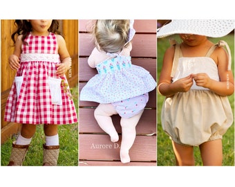 Baby Dress Romper Bundle 3 sewing patterns in one baby sundress baby romper woven