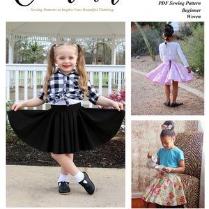 Kristina's Circle Skirt Beginner PDF pattern for girls double circle skirt tons of twirl fitted waistband, exposed zipper, size 2T-16 image 1