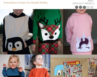 PDF Pattern Pocket Pals 2 Sewing  Pattern 6 Designs, 6 Sizes A0, Letter, A4, Projector, Inverted Projector HTV  Fabric Applique SVG included