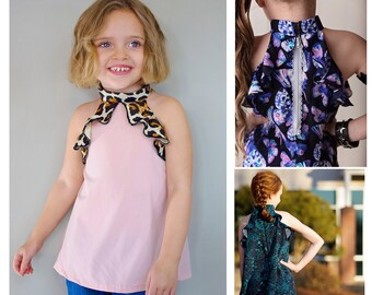 Luck of the Irish Top, PDF sleeveless sewing pattern for youth 2T through size 20 with lace zipper