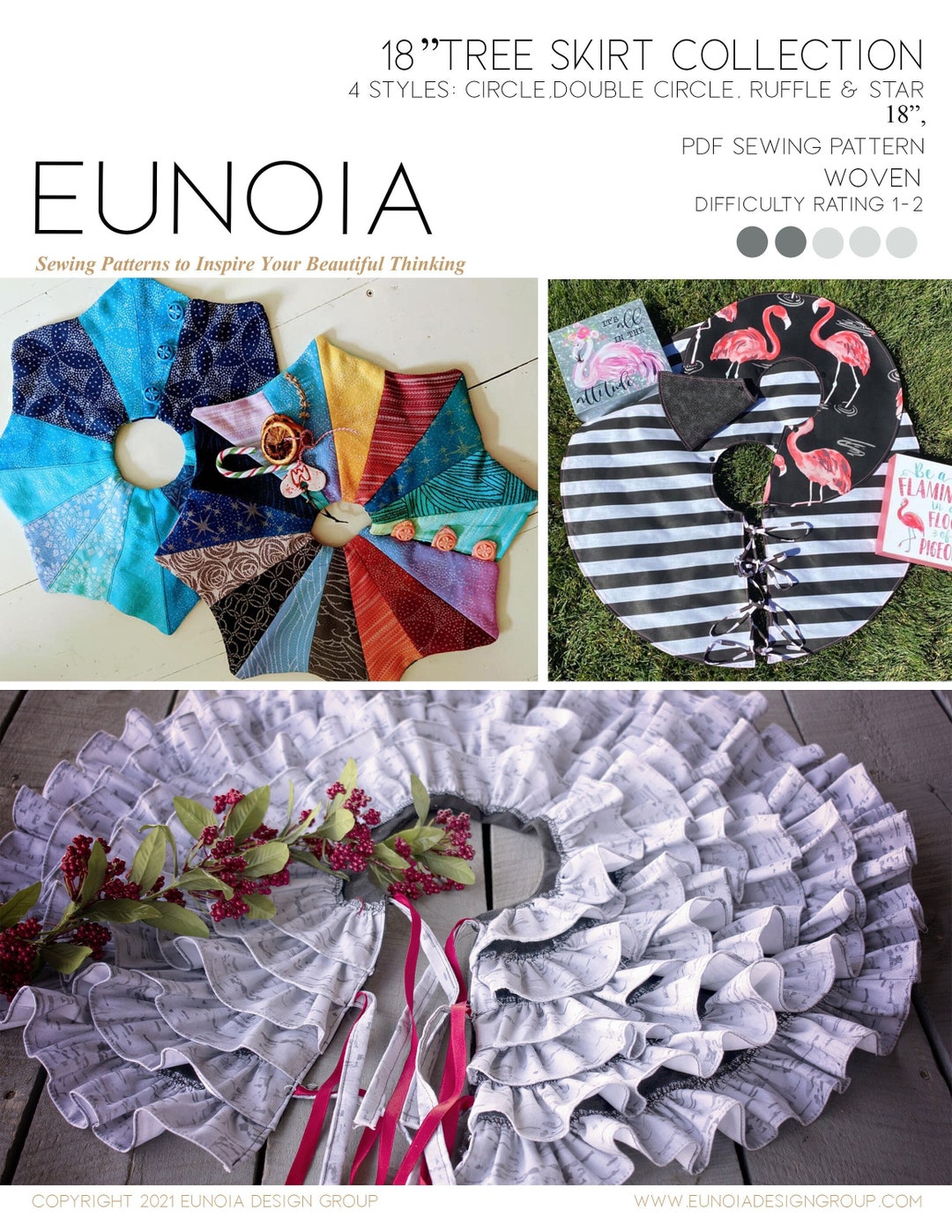 Full Tree Skirt PDF Sewing Pattern Collection 4 Styles and Several ...