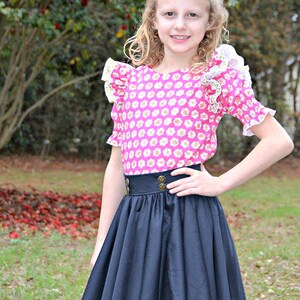 Kristina's Circle Skirt Beginner PDF pattern for girls double circle skirt tons of twirl fitted waistband, exposed zipper, size 2T-16 image 5
