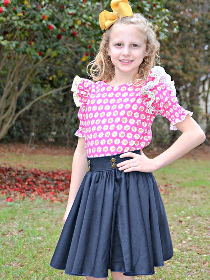 Kristina's Circle Skirt Beginner PDF pattern for girls double circle skirt tons of twirl fitted waistband, exposed zipper, size 2T-16 image 5