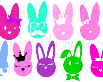 Bunny Cut File Collection - svg, dxf, png, jpg, eps Easter Bunny Cut Files, Silhouette, ScanNCut, Cameo, Vinyl HTV