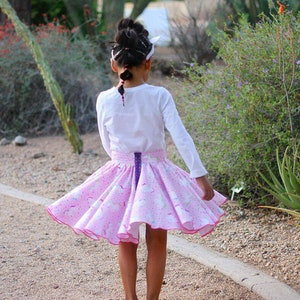 Kristina's Circle Skirt Beginner PDF pattern for girls double circle skirt tons of twirl fitted waistband, exposed zipper, size 2T-16 image 4
