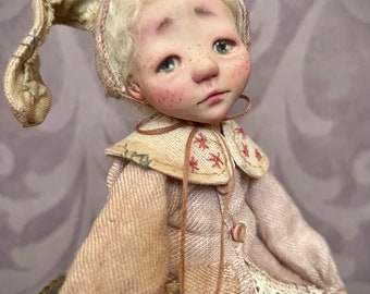 Little Bunny Girl Doll Vintage Style OOAK Doll Mini Doll