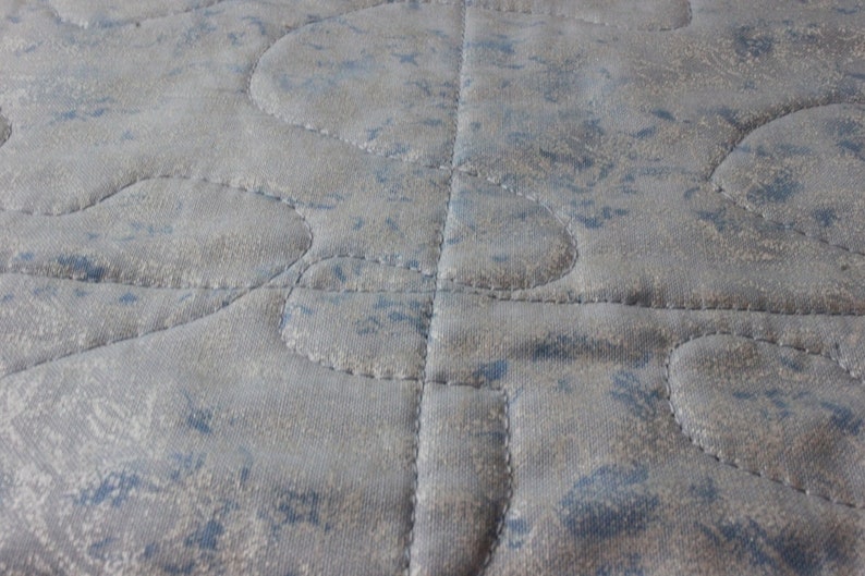 33x33 Black and White Sparkly Penguins Square Quilted Wall HangingTable RunnerBed Topper Handcrafted Blue