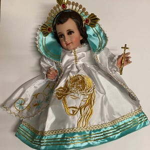 DIVINO ROSTRO ACUA ,Gala bordado 2025 , Ropa de niño dios,Traje de niño dios , Baby Jesus clothes , Baby jesus out fit , vestido nino dios