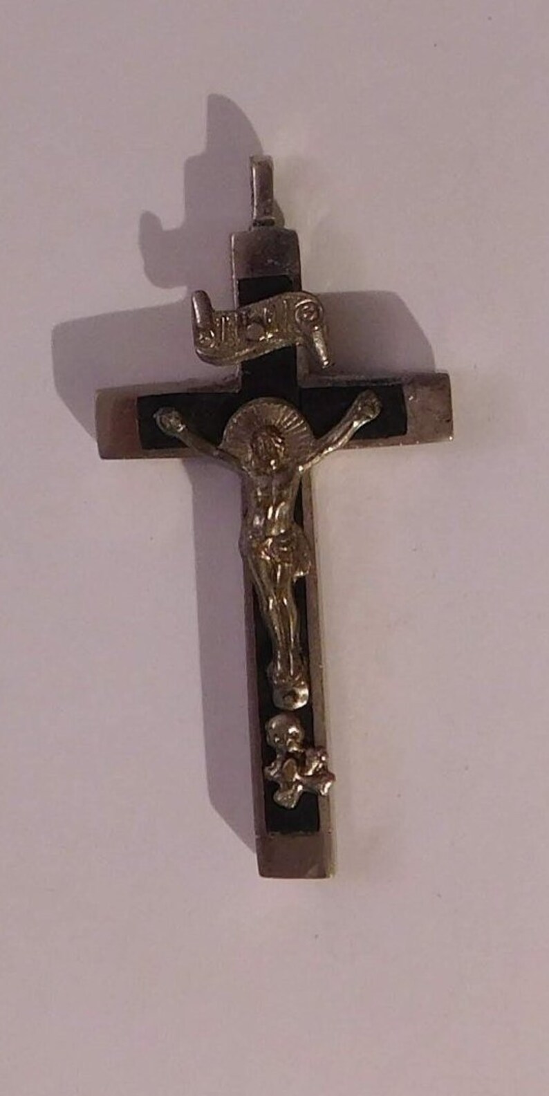 Vintage Inri Crucifix Cross Pendant Necklace - Old Inri Cross Pendant Vintage Inri Crucifix Cross Pendant Necklace - Old Inri Cross Pendant
