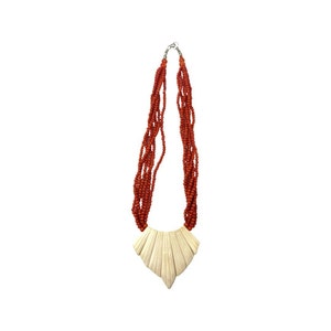 Multibling Strand Beaded Orange and Cream Bakelite Style Vintage Necklace