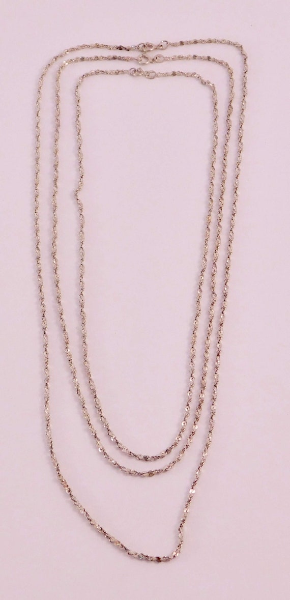 3 Silver Chain 925 Necklaces 24" 20" 18" Layering