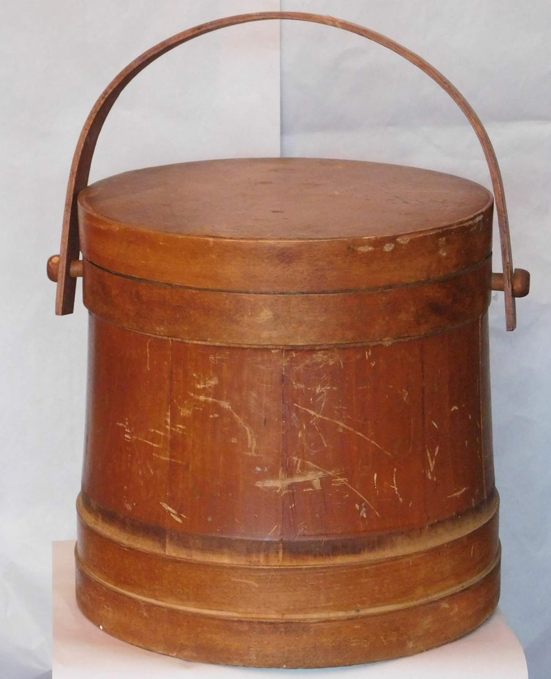 Antique Rustic Primitive Sugar Firkin Bucket Pail Etsy