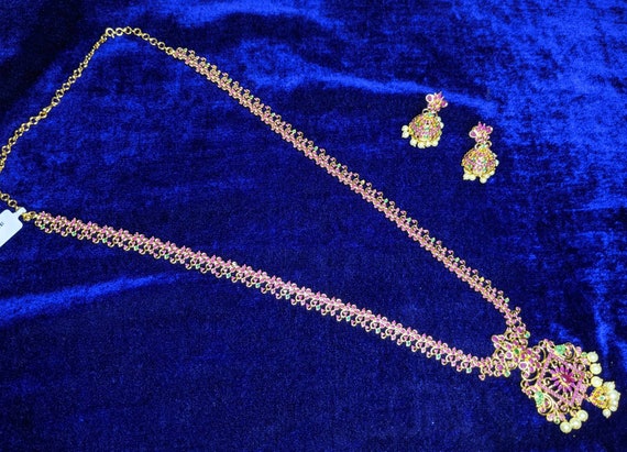 LONG RUBY NECKLACE Set imitation Jewelry indian Bridal Jewelry