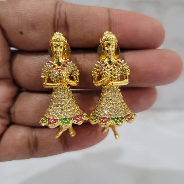 Buttabomma cz stone earrings | Imitation jewelry | Indian bridal jewelry | Artificial jewelry | Party wear earrings