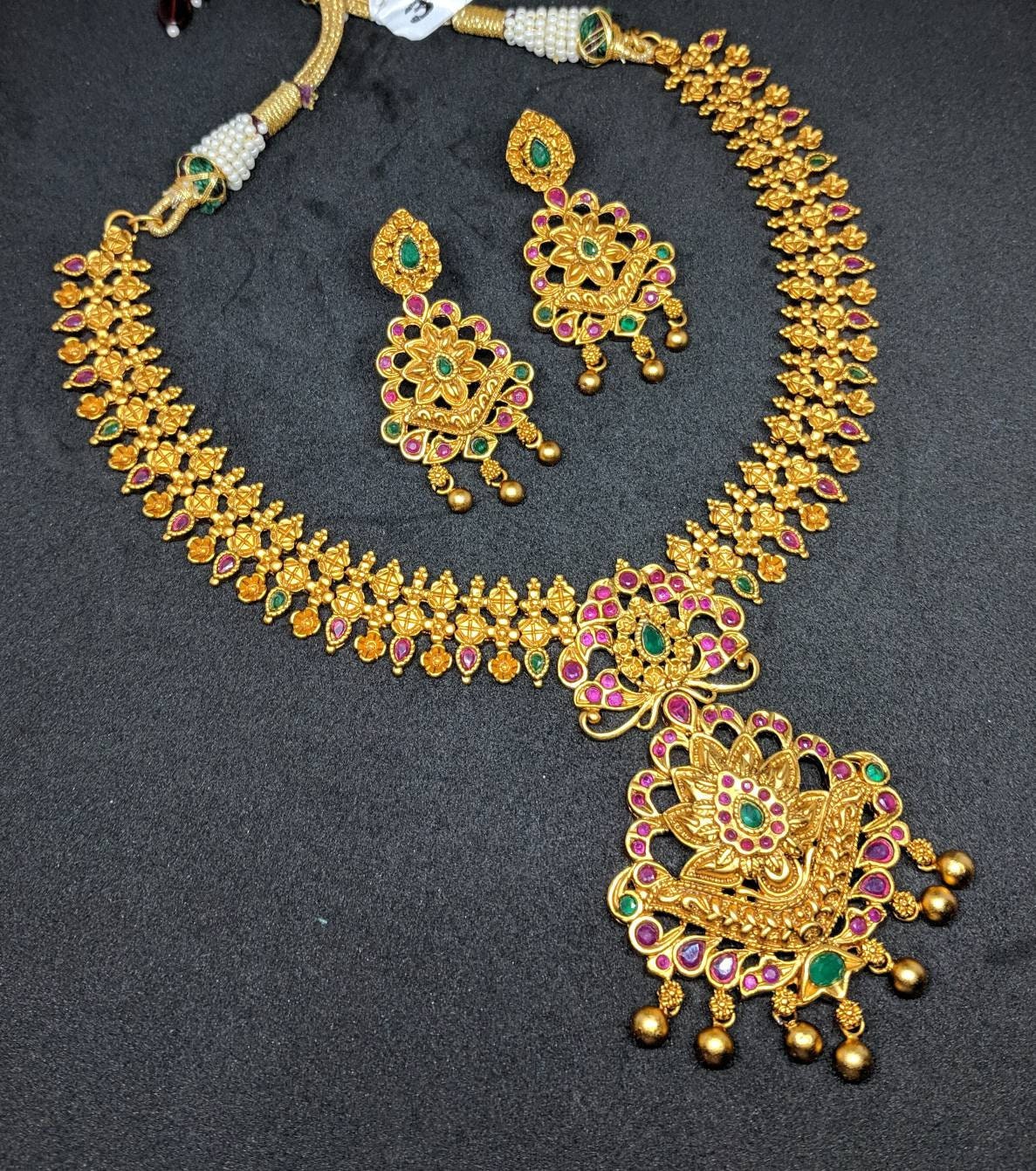 Short Matte Set Imitation Jewelry Indian Bridal | Etsy