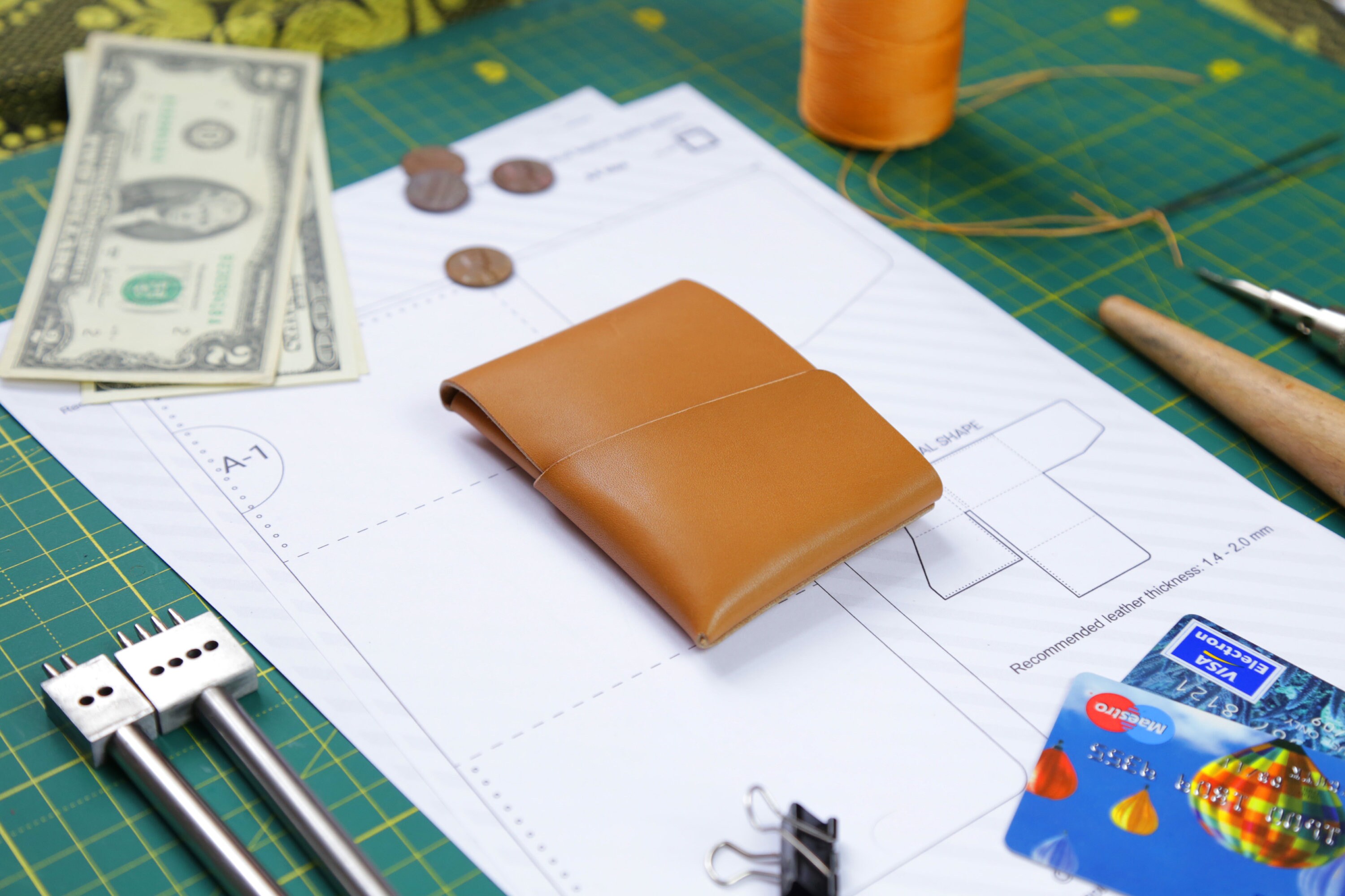 Minimalist Leather Wallet PDF Template | USD Sized Leather Wallet ...