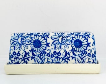 Blue Flower Butterdish