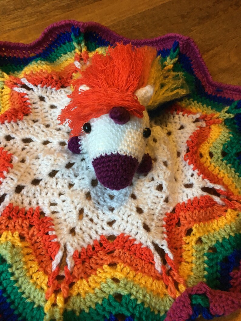 Rainbow Unicorn Security Blanket Crochet Pattern Etsy UK